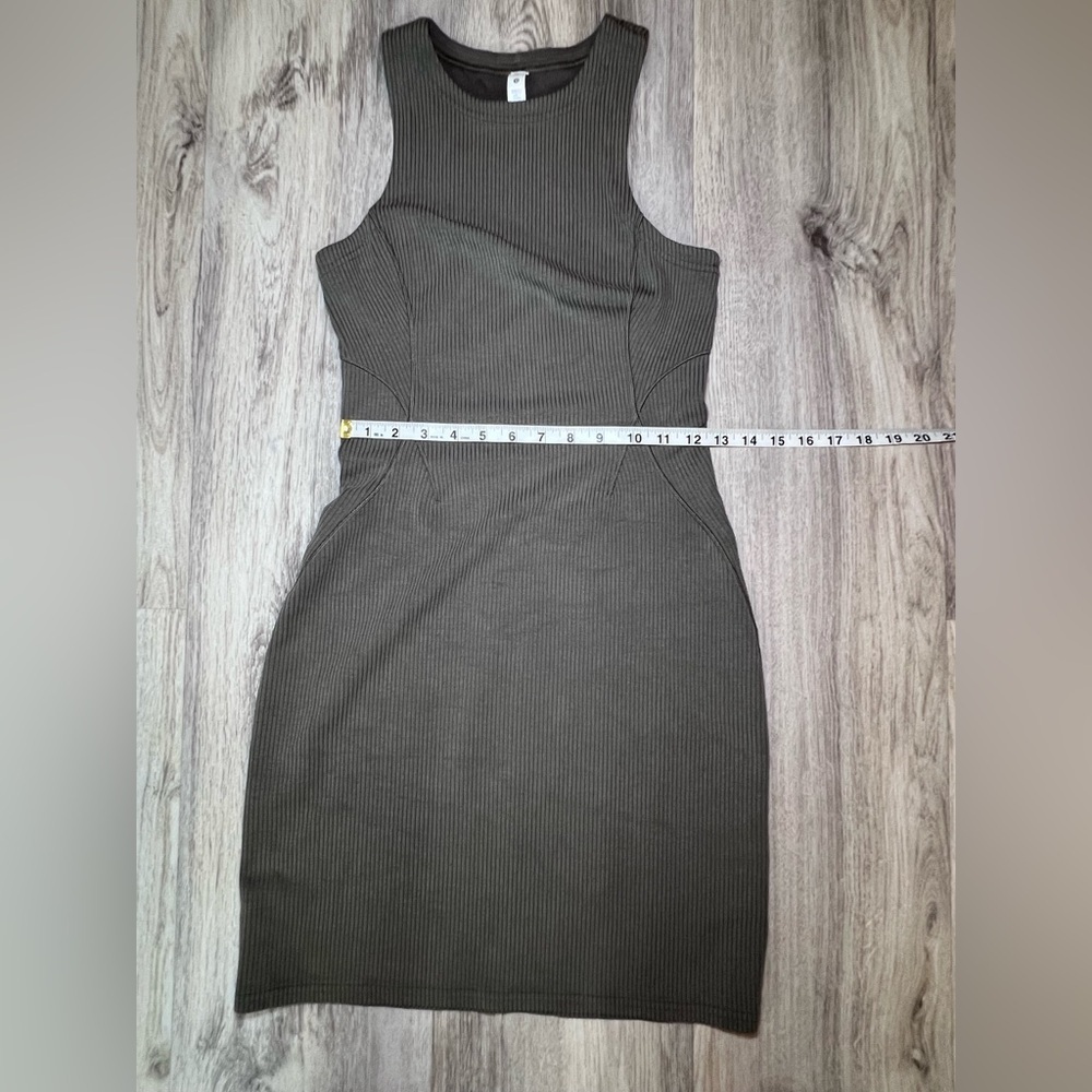 Lululemon Ribbed Softstreme Slim-Fit Tank Dress Nomad Size 4 - Picture 8 of 11